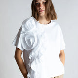Flower Frill Top -White