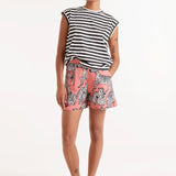 Black Striped Print T-Shirt -Black and White