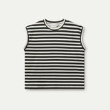 Black Striped Print T-Shirt -Black and White