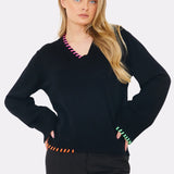 Parker Vneck Sweater -Coal