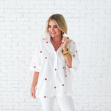 Abby Swing Star Top -White and Red