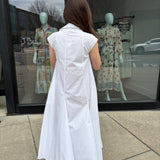 Collared Pleated Dress -White