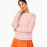 Scuba Light Bainbridge Crewneck in White/Papaya Stripe