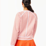 Scuba Light Bainbridge Crewneck in White/Papaya Stripe