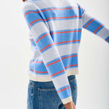 Deckchair Stripe Crew Sweater -Oatmeal / Azure