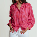 Perry Blouse -Pink/Red Check