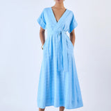 Sailor Dress -Cotton Weave Aqua