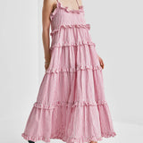 Seersucker Strap Dress -Pink Stripe