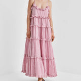 Seersucker Strap Dress -Pink Stripe