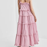 Seersucker Strap Dress -Pink Stripe
