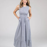 Margot Dress  - Navy & White Stripe