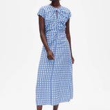 Blue Printed Check Dress
