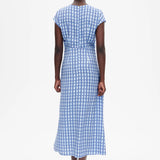 Blue Printed Check Dress