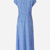 Blue Printed Check Dress