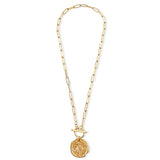Asher Compass Pendant Toggle Chain Necklace -Gold