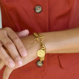 Sonnet Double Chain Toggle Coin Bracelet -Gold