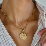 Asher Compass Pendant Toggle Chain Necklace -Gold