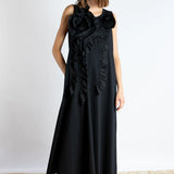 Flower Frill Dress -Black