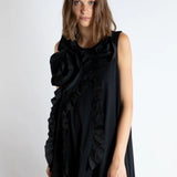 Flower Frill Dress -Black