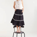 White Buttoned Sleeveless Top -Ecru
