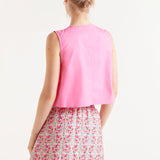 Pink Button Down Sleeveless Top -Pink
