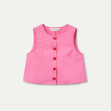 Pink Button Down Sleeveless Top -Pink
