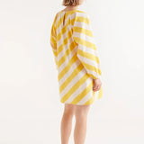 Short Yellow Striped Dress -Yellow and White