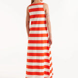 Long Striped Dress -Red / White