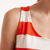 Long Striped Dress -Red / White