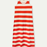 Long Striped Dress -Red / White