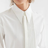 Fantastica Caroline Shirt in white with pleated bib front and pointed collar