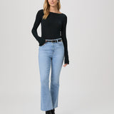 Claudine Raw Hem Jeans Ankle Flair