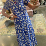 Short Sleeve Shift Maxi dress -Blue Eclipse