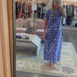 Short Sleeve Shift Maxi dress -Blue Eclipse