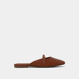 Athena Brown Lizard Pointed Mule Flats