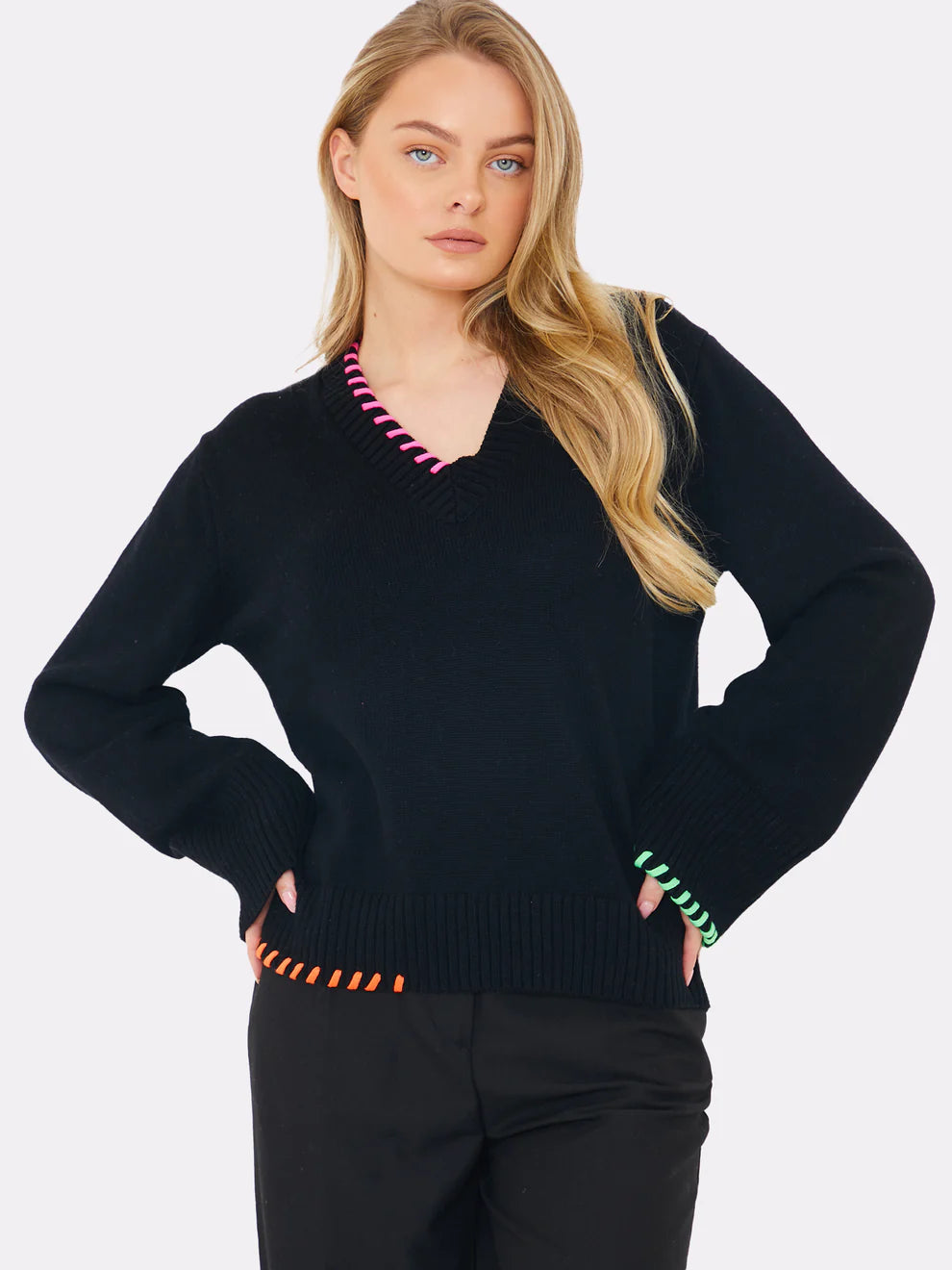 Parker Vneck Sweater -Coal
