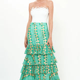 Ruffle Maxi Skirt -Ascot Teal