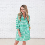 Betsy Dress -Green Stripe