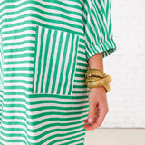 Betsy Dress -Green Stripe