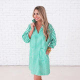 Betsy Dress -Green Stripe
