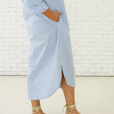 Piper Dress Long -Blue Stripe
