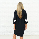 Preppy Dress Heart Elbow -Navy