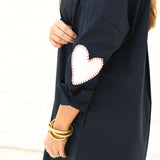 Preppy Dress Heart Elbow -Navy