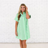 Margot Dress -Green Stripe