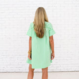 Margot Dress -Green Stripe