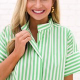 Margot Dress -Green Stripe
