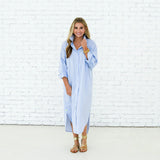 Piper Dress Long -Blue Stripe