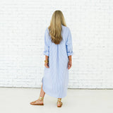 Piper Dress Long -Blue Stripe