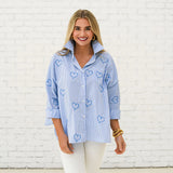 Abby Swing Heart Top -Blue Stripe