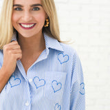 Abby Swing Heart Top -Blue Stripe